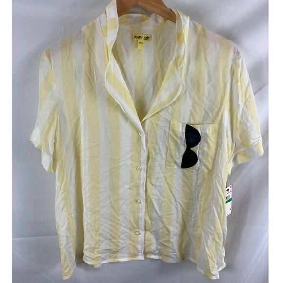NWT Shady Lady Yellow Button Down Pajama Top L - Picture 1 of 4